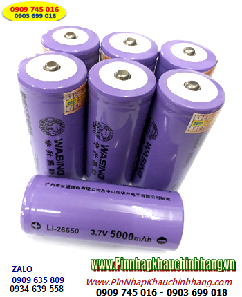 Pin đèn pin - Pin sạc 3.7v Wasing 26500-5000mAh chính hãng Made in China 